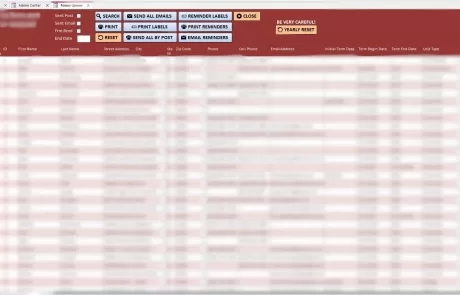 This screen shows office holders with no form sent or pending form submissions.
