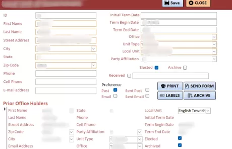 This screen shows the Local Unit Government